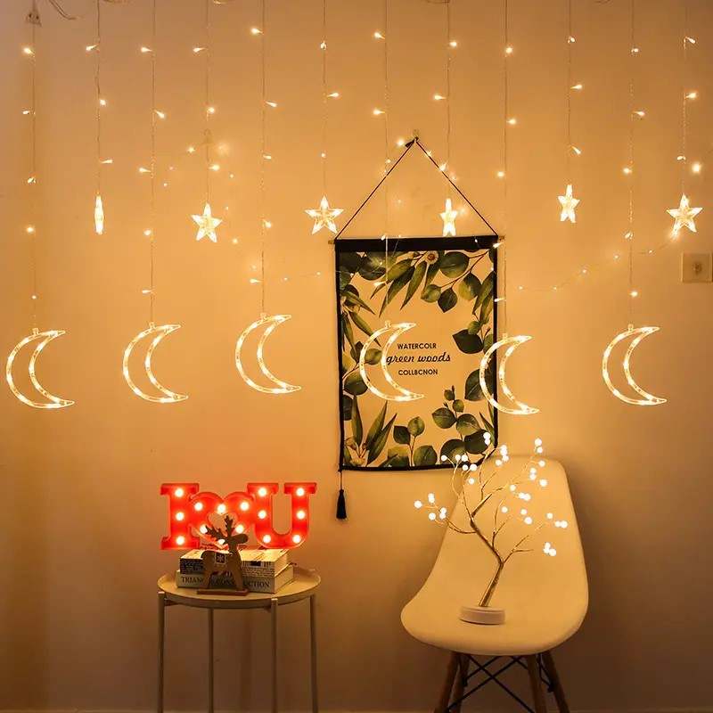 Led Curtain Crescent/Star and Star only light string